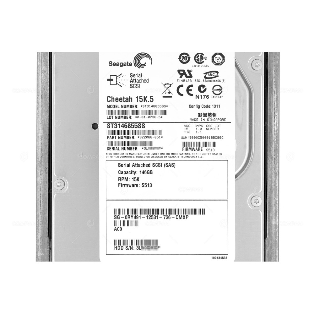 RY491 DELL HDD 146GB 15K SAS 3G 3.5" LFF HOT-SWAP